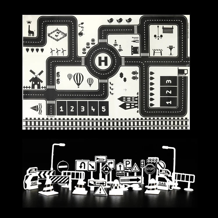 Tapete de mapa de trânsito para brincar