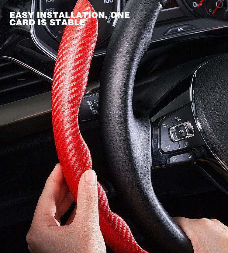 Capa universal antiderrapante de fibra de carbono para direção de carro