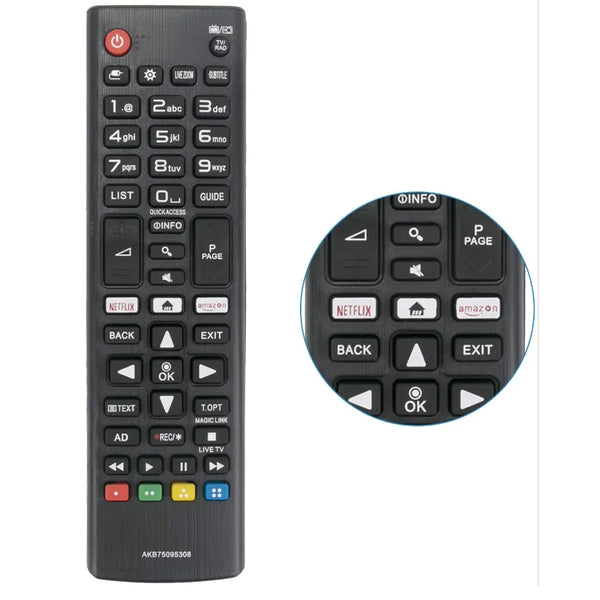 CONTROLE REMOTO ABS DE ALTA QUALIDADE AKB75095308 PARA LG SMART TV 433MHZ