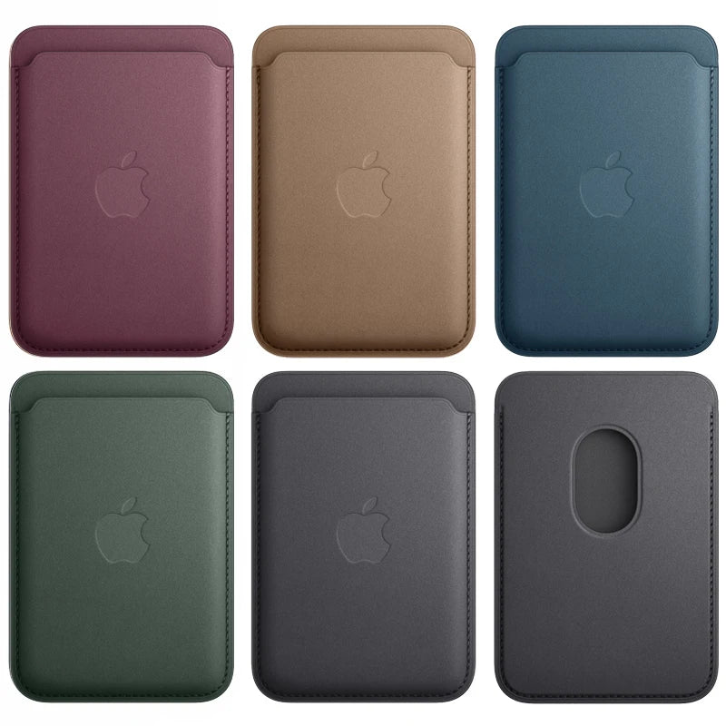 Capa de couro com suporte magnético para cartão Apple